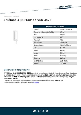 Teléfono 4+N FERMAX VEO 3426 (1) Telefono 4N FERMAX VEO 3426 1 pdf 1