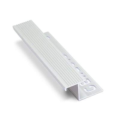 Nariz Aluminio Escalón C/Cerámica 12 mm x 2,8 m Plata Mate