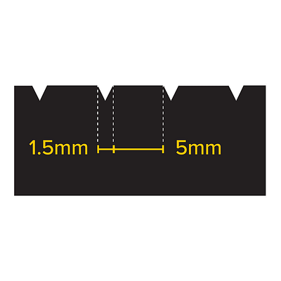 Dibujo acotado de la muesca de 965BV155 – Llana Muesca 1,5 x 5 mm Acero Para Pisos Blandos Y Vaciados