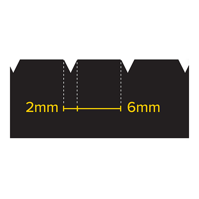 Medidas 965BV206 – Llana Muesca 2 x 6 mm Acero Para Pisos Bandos Y Vaciados Dibujo acotado de la muesca de 965BV206 – Llana Muesca 2 x 6 mm Acero Para Pisos Bandos Y Vaciados