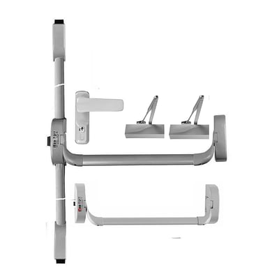 Barra Antipánico Guillotina Para Puerta Doble Color Gris Altura Estándar de 2400 mm 100 Kg