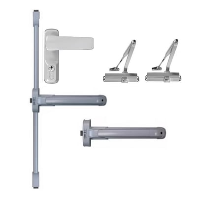 Barra Antipánico Push Para Puerta Doble Color Gris Altura Estándar de 2400 mm 80 Kg