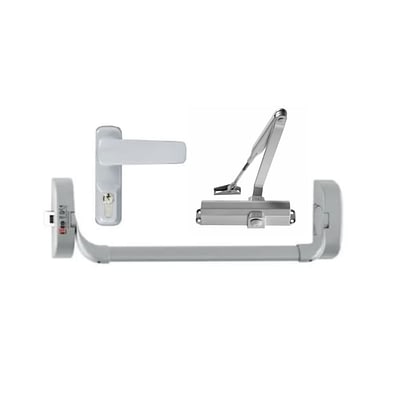 Barra Antipánico Tipo Guillotina Gris con Manija Exterior 80 Kg