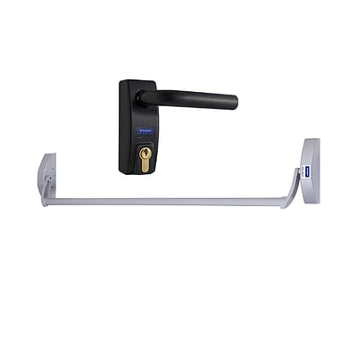 kit Barra Antipánico Universal De Embutir De Empuje Tubular Gris Plata