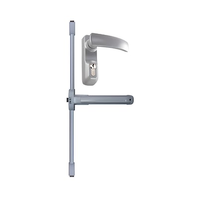 Barra Antipánico 2 Puntos Gris Manija Con Llave Para Idea Base Y Push Gris
