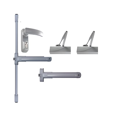 Barra Antipánico Push Para Puerta Doble Color Gris Altura Estándar de 3400 mm 100 Kg