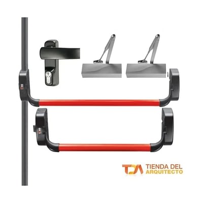 Barra Antipánico Tubular Dobles Para Puerta de Ancho 1330mm Altura 3400 mm
