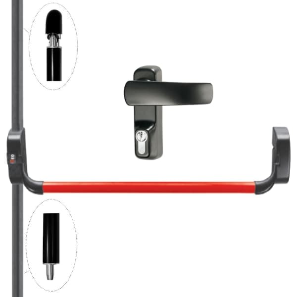 Barra Antipánico 3 Puntos de Seguridad Bolt Cierra Vertical para Puertas Cortafuego