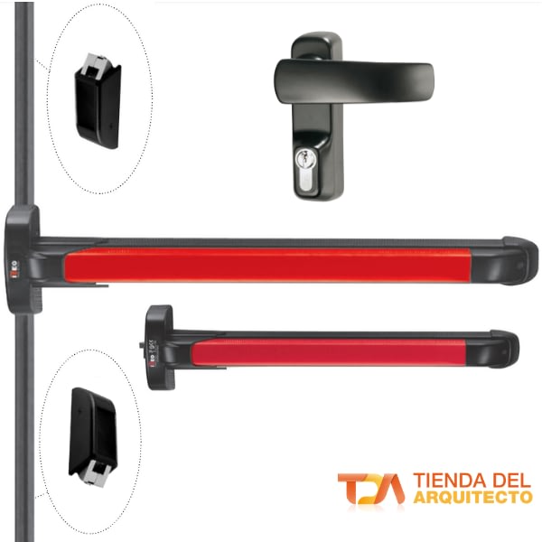 Barra Antipánico Tipo Push para Puerta Doble de Altura Estándar de 2400 mm 1 Barra Antipánico Tipo Push para Puerta Doble de Altura Estándar de 2400 mm