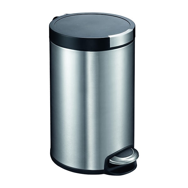 Caneca Redonda de Pedal con Tapa Caída Suave 1 Caneca Redonda de Pedal con Tapa Caída Suave