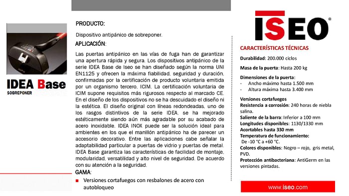 Barra Antipánico Guillotina Para Puerta Doble Color Gris Altura Estándar de 2400 mm 80Kg - Imagen 2