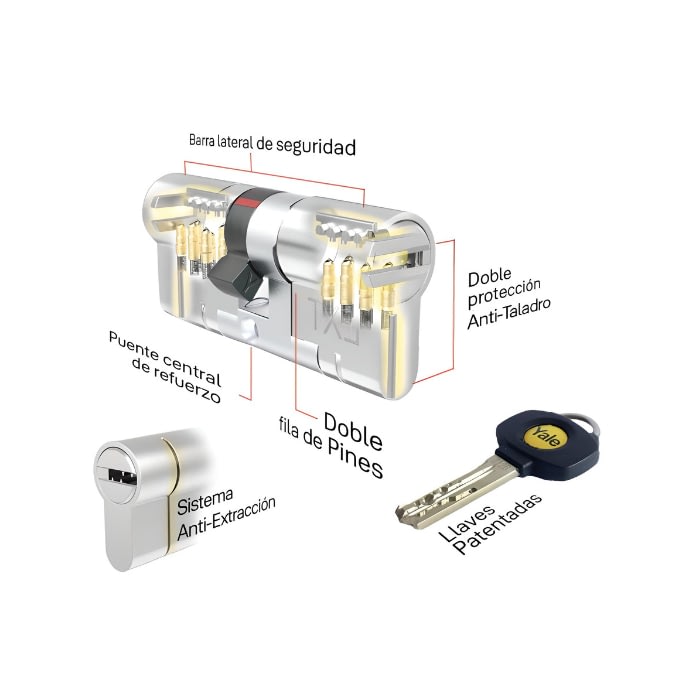 Cilindro 3100 LL Cromo Satinado 70MM