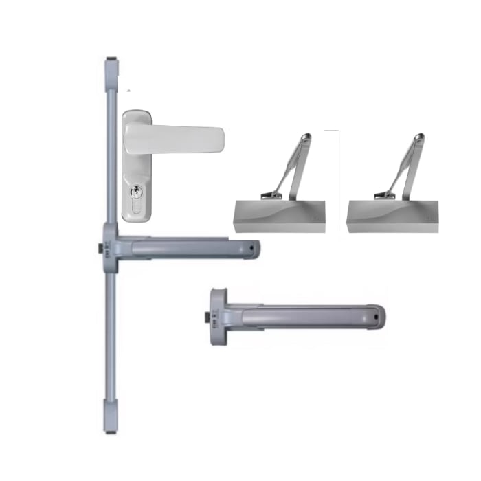 Barra Antipánico Push Para Puerta Doble Color Gris Altura Estándar de 2400 mm 100 Kg 1 Barra Antipánico Push Para Puerta Doble Color Gris Altura Estándar de 2400 mm 100 Kg