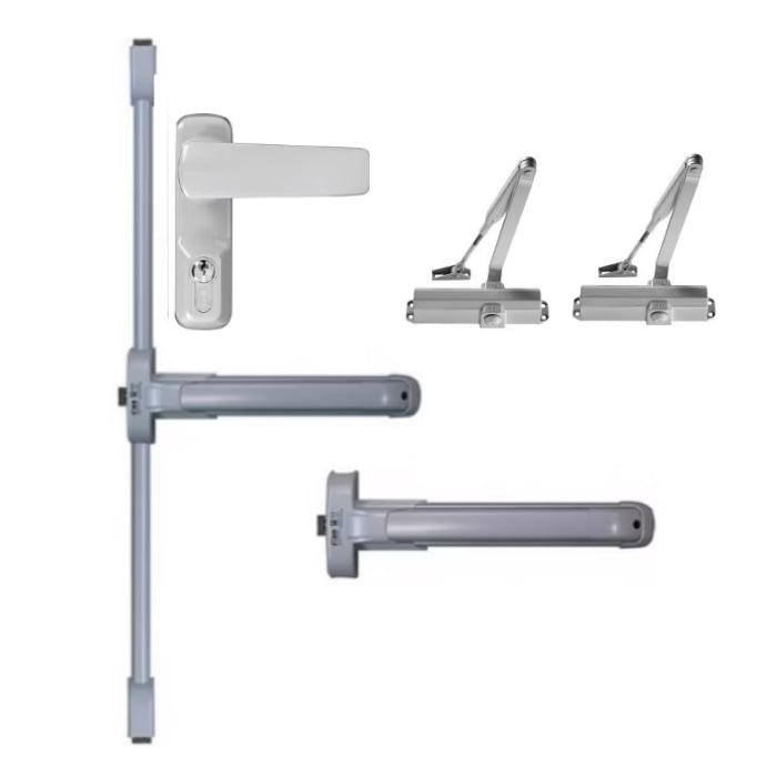 Barra Antipánico Push Para Puerta Doble Color Gris Altura Estándar de 2400 mm 80 Kg 1 Barra Antipánico Push Para Puerta Doble Color Gris Altura Estándar de 2400 mm 80 Kg