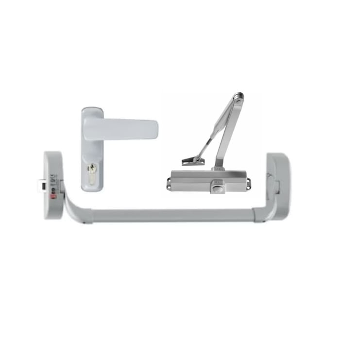 Barra Antipánico Tipo Guillotina Gris con Manija Exterior 80 Kg 1 Barra Antipánico Tipo Guillotina Gris con Manija Exterior 80 Kg