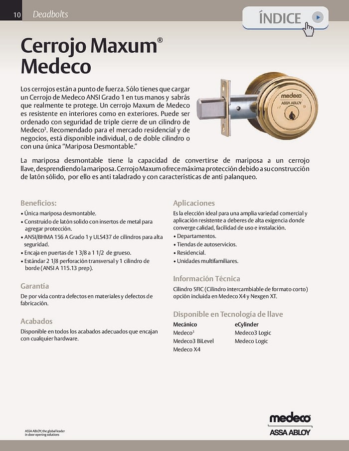 Cerrojo Maxum Medeco 2 Cerrojo Maxum Medeco - Imagen 2
