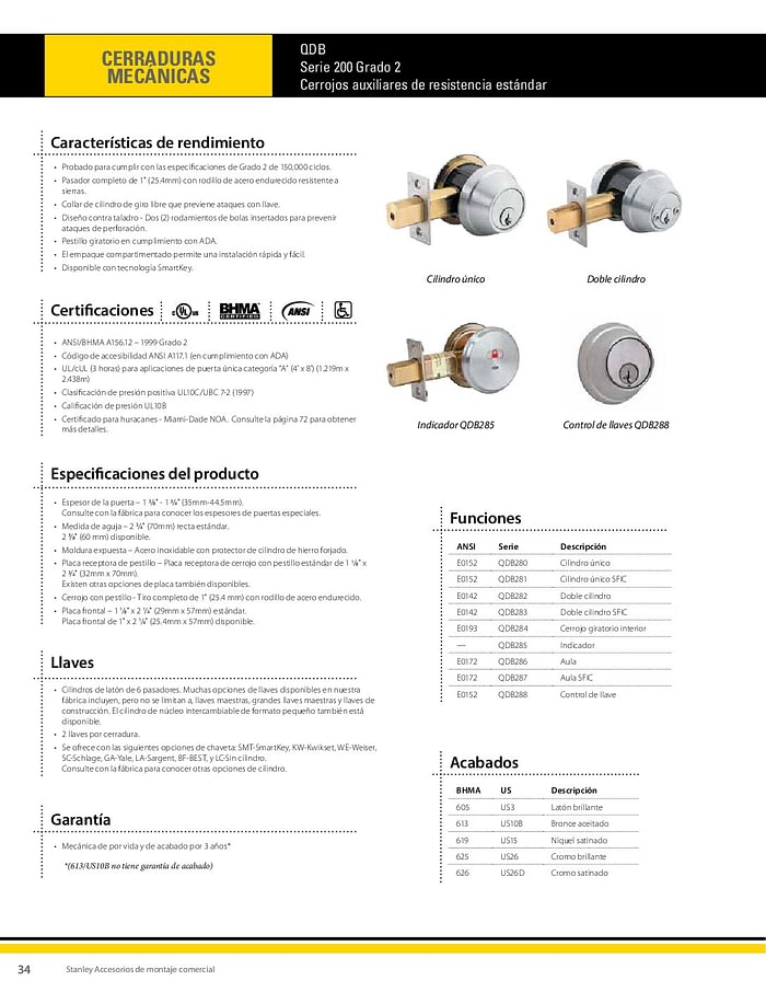 Pomo con Llave Ref QDB282CR 2 Pomo con Llave Ref QDB282CR - Imagen 2