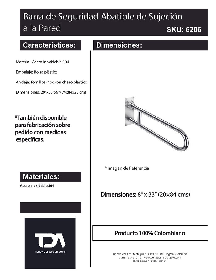 Barra de Seguridad Abatible 65 cm 4 Barra de Seguridad Abatible 65 cm - Imagen 4