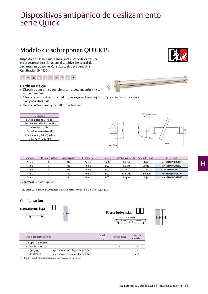 Barra Antipánico quick sencilla deslizamiento Gris Plata 2 Barra Antipánico quick sencilla deslizamiento Gris Plata - Imagen 2