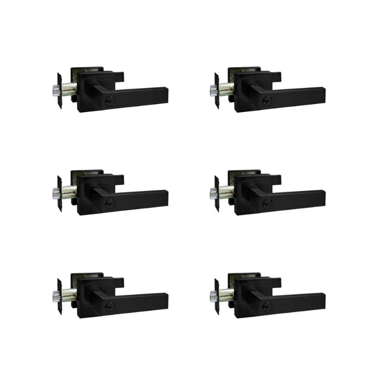 Caja de 6 manijas de color negro para puertas de alcoba