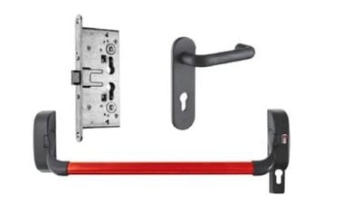 Combo barra antipánico con cerradura de embutir
