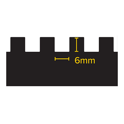 Dibujo acotado de la muesca de 906 – Llana Dentada De Mango Suave Diente 6 mm