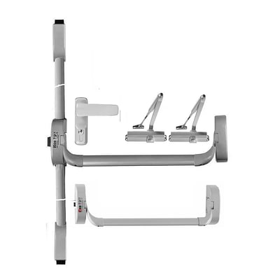 Barra Antipánico Guillotina Para Puerta Doble Color Gris Altura Estándar de 2400 mm 80Kg