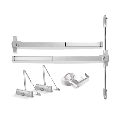 Combo Barra Antipánico Doble Tampa Inox 3005