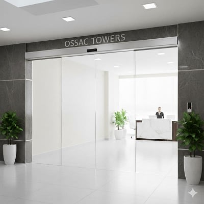 Puerta automática de vidrio