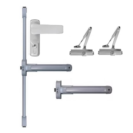 Barra-Antipánico- Push -Para -Puerta Doble-Color Gris-Altura-Estándar-de 3400-mm-80-Kg
