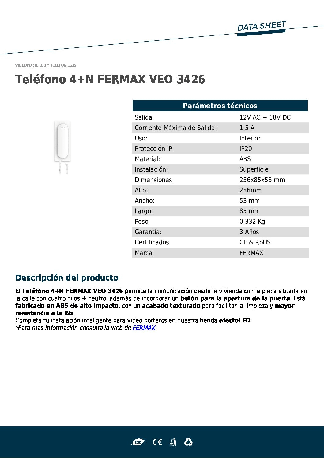 Fermax-automatic door phone for house model I see 4 + N - Telefonillo Ref.  3426 (Fermax 3393 model update)
